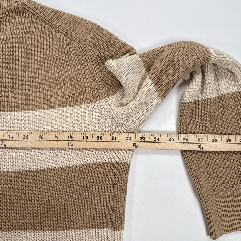 Banana Republic Striped Sweater Mens M Brown Cotton Linen Minimalist Preppy